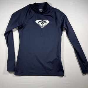 Roxy Navy Long Sleeve Swim Top with White Chest Logo